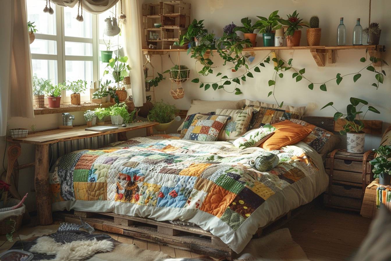 Chambre d'enfant métamorphosée avec décor écolo utilisant matériaux recyclés